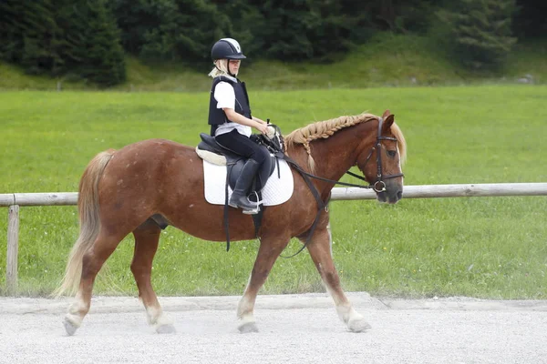 Menina Cavalo Equitação — Fotografia de Stock