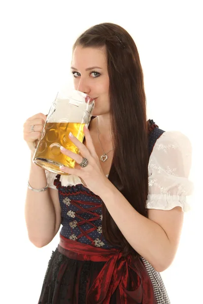 Meisje Kostuum Met Bier Mok — Stockfoto