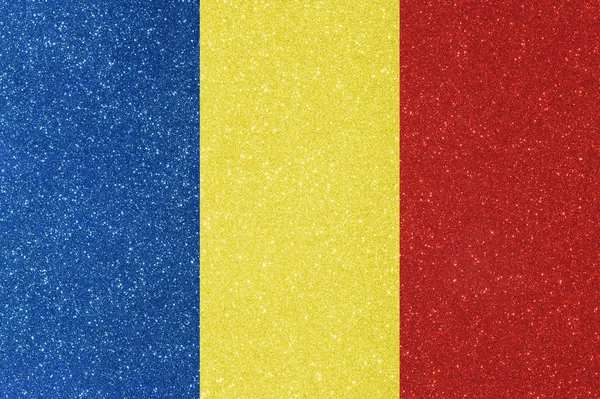 Прапор Романії Від Блискучого Блискучого Матеріалу — стокове фото