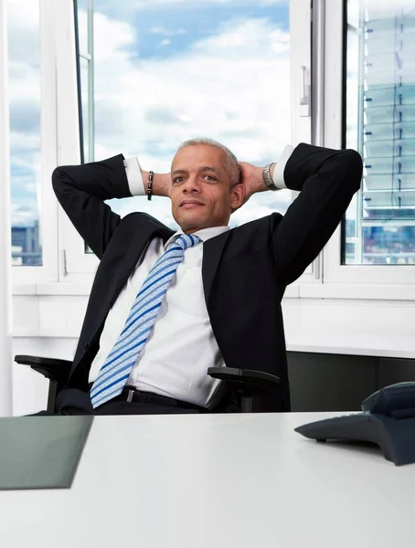 Successful Businessman Leaning Back Chair — Stock Photo, Image