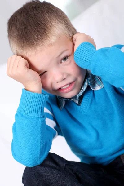 Portrait Shy Little Boy — Stock Photo, Image