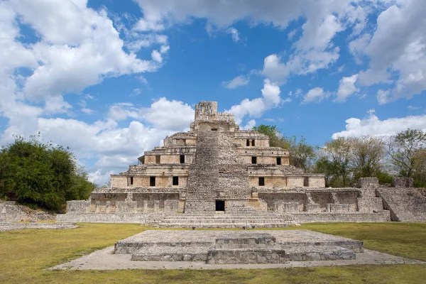 Унікальний Храм Яти Поверхів Едзні Кампече Мексика — стокове фото