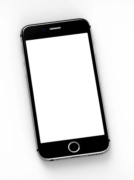 Smartphone Moderne Avec Écran Blanc Sur Fond Blanc — Photo
