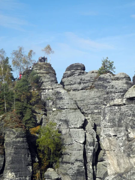 Bastei Basteifelsen Rock Rocks Climbing Rocks Nature Trail Rathen Niederrathen — 스톡 사진