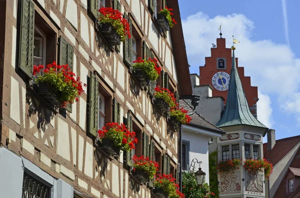 Fachadas Casa Com Flores Winzergasse Meersburg — Fotografia de Stock