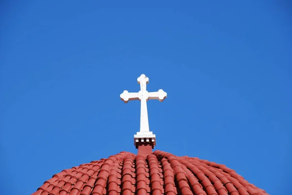 Griechisch Orthodoxe Kirche Kreuz Kuppel Beton Georgioupolis Ekklisia Analipseos — Stockfoto