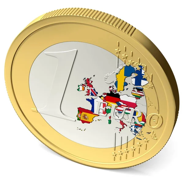 Numaralı Bayrakla Renklendirilmiş Bir Euro — Stok fotoğraf