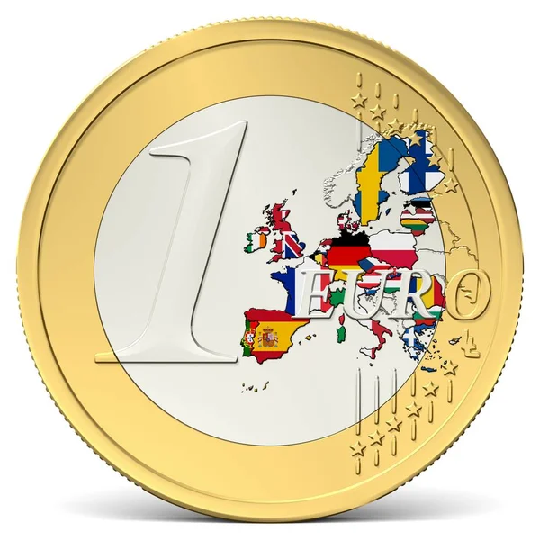 Una Moneta Euro Colorata Con Bandiere — Foto Stock