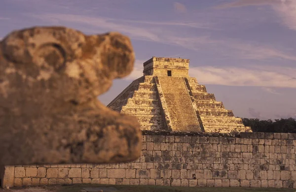 Piramide Van Maya Ruïnes Van Chichen Itza Yucatan Staat Het — Stockfoto