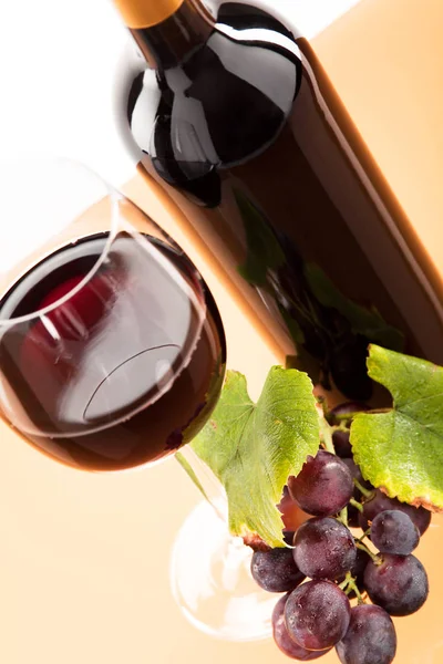 Bardakta Kırmızı Şarap Şarap Üzüm — Stok fotoğraf