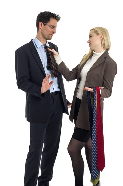 Mann Und Frau Entscheiden Sich Für Krawatte Stockbild