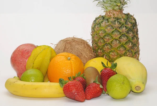 Fruit Fruit Fruits Food Vitamins Healthy Diet Pineapple Coconut Banana Stock Photo