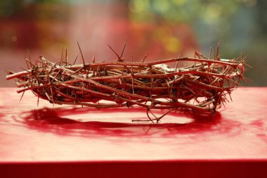 The crown of thorns on a red stuff clipart