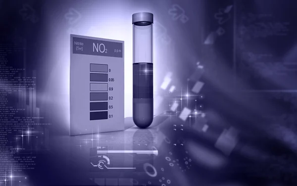 彩色背景下亚硝酸盐测试的数字图像 — 图库照片
