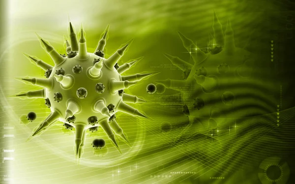 カラー背景のインフルエンザウイルスのデジタルイラスト — ストック写真