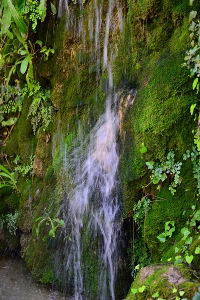 Gyönyörű Panoráma Kép Egy Vízesés Spanyolországban Vízesés Del Moli Dels — Stock Fotó