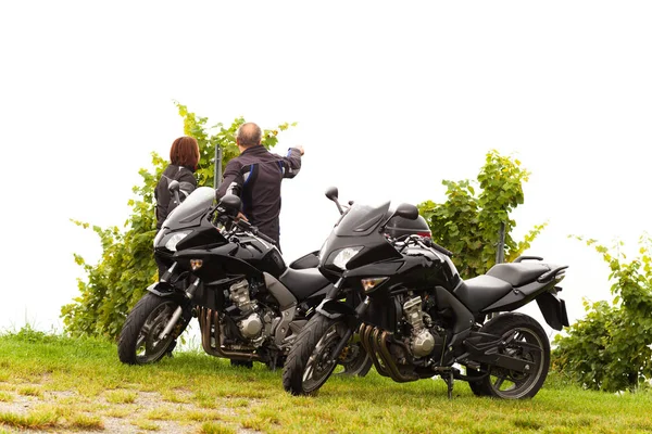 Dois Motociclistas Desfrutar Vista — Fotografia de Stock