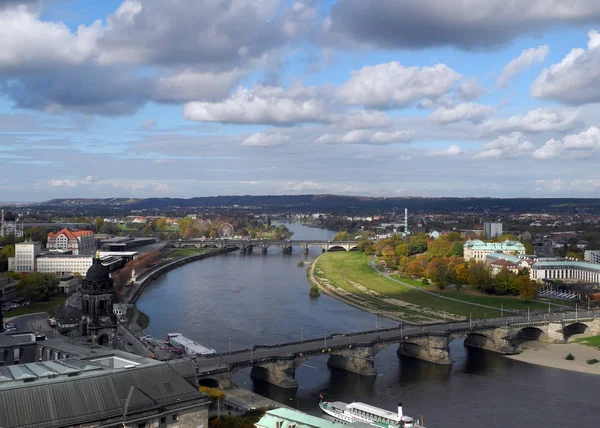 Hetzelfde Dresden Sachsen Duitsland Stad Rivier Rivier Elbe Diepe Blik — Stockfoto