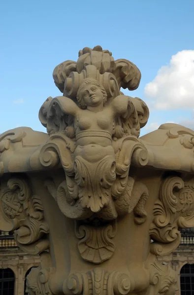 Sculpture Zwinger Angel Cherub Dresden Zwinger Palace Saxony Baroque Fortress — Stock Photo, Image