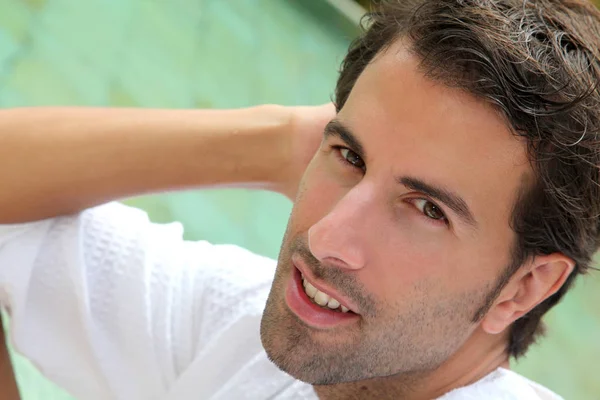 Portrait Handsome May Sitting Spa Pool — Stock Photo, Image