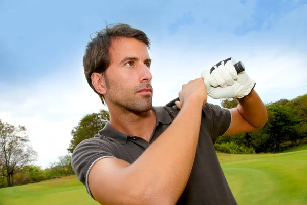 Porträt Eines Mannes Mit Golfschläger — Stockfoto