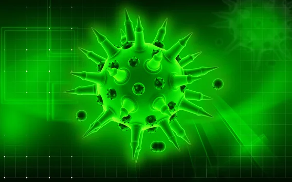 Illustrazione Digitale Del Virus Influenzale Sullo Sfondo Colori — Foto Stock