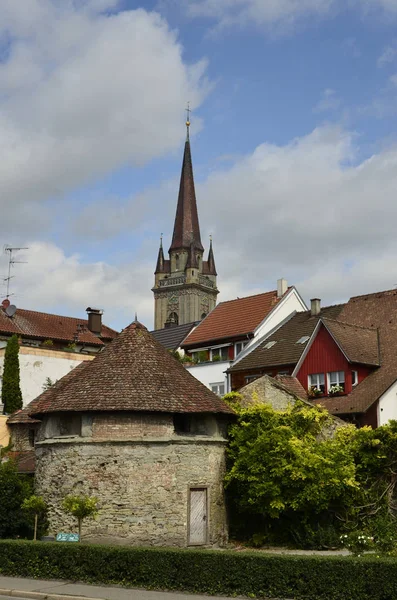 Şehir Duvarı Kulesi Kilise Radolfzell — Stok fotoğraf