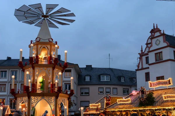 Marché Noël Darmstadt Noël Avènement Pyramide Noël Marché Place Marché — Photo