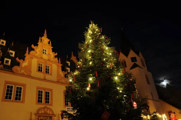 Kerstmis Grote Umstadt Odenwald Markt Hesse Kerstmis Kerstboom Stadhuis Marktplaats — Stockfoto