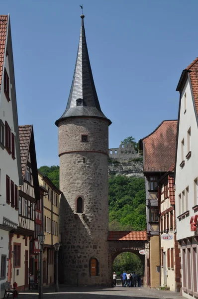 Karlstadt Maintorturm Maintor Věž Rozhledna Hlavní Roubený Dům Roubené Domy — Stock fotografie