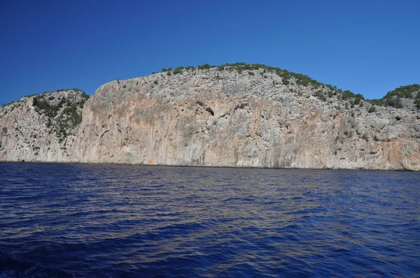 Mallorca Kayalık Sahil Güneybatı Kıyısı Dik Dik Kıyı Jeoloji Kayalar — Stok fotoğraf