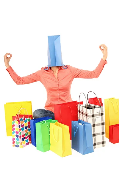 Alışveriş Torbaları Arasında Bir Kadın — Stok fotoğraf