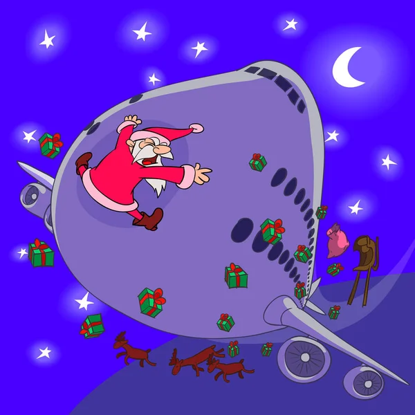 Sledge Santa Claus Crashed Plane — Stock Photo, Image