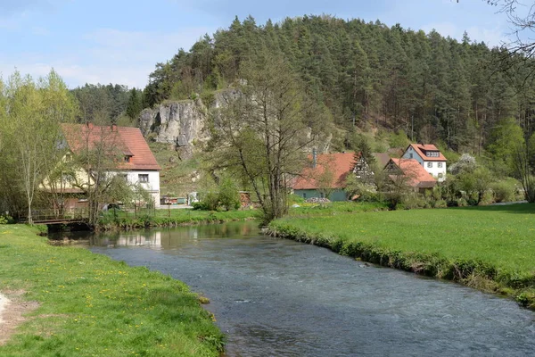 Lungdorf Pegnitztal Pegnitz Franconia Bavyera Franconian Hersbruck Switthe Stream River — Stok fotoğraf