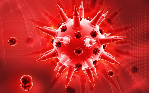 Ilustrasi Digital Virus Flu Latar Belakang Warna — Stok Foto