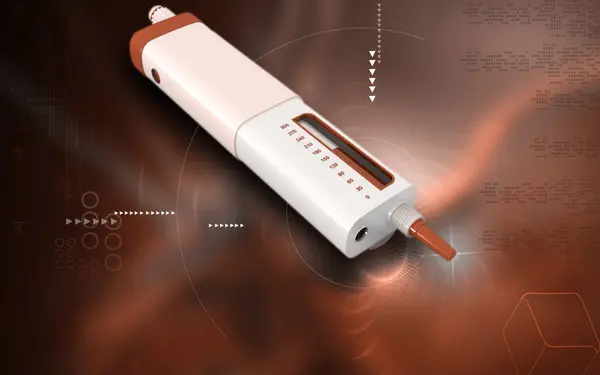 彩色背景下胰岛素笔的数字图像 — 图库照片