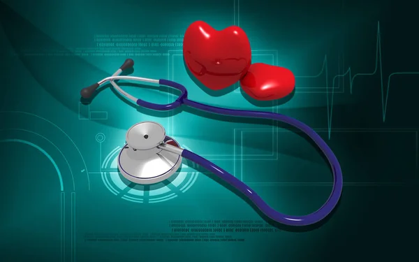 Digital Illustration Stethoscope Heart Colour Background — ストック写真