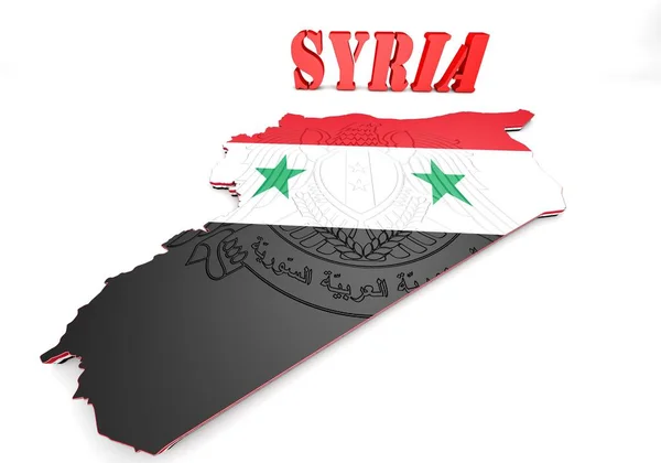 Map Illustration Syria Map Coat Arms — Stock Photo, Image