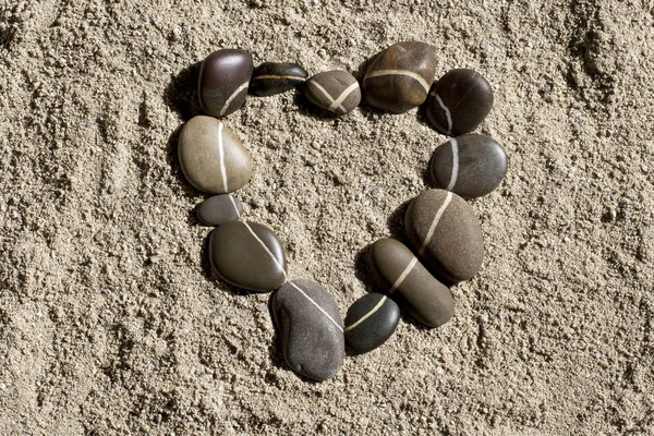 Heart Shape Made Stones Sand — Stock Photo, Image