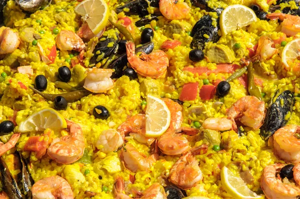 Tavada Pişmiş Taze Paella — Stok fotoğraf