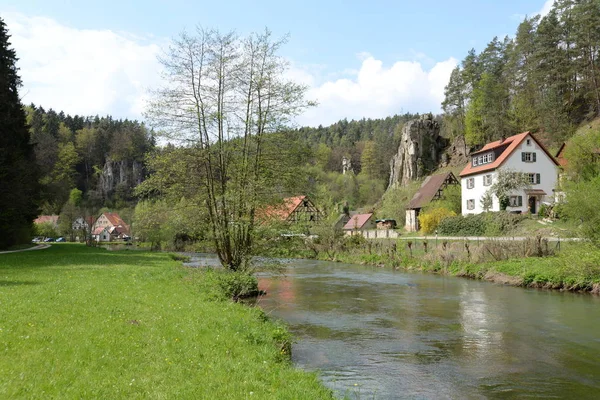 Lungdorf Pegnitztal Pegnitz Franconia Bajor Franconiai Hersbrucker Svájci Patak Folyó — Stock Fotó