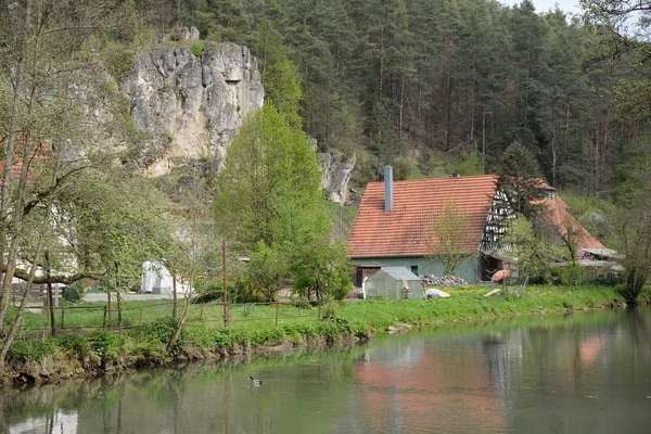 Lungdorf Pegnitztal Pegnitz Franconia Bavaria Franconian Hersbrucker Switzerland Stream River — Stock Photo, Image