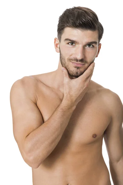Atractivo Hombre Joven Muscular Con Torso Libre Barba Aislada — Foto de Stock