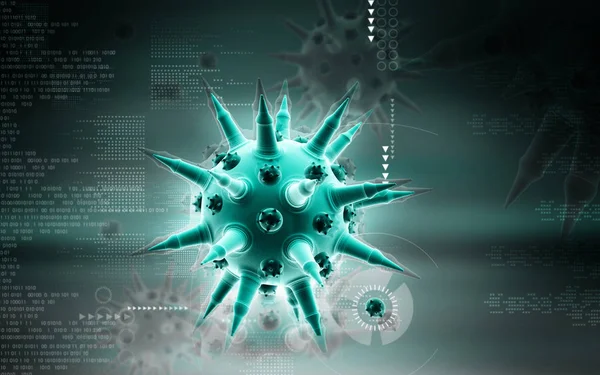 Ilustración Digital Del Virus Gripe Fondo Color — Foto de Stock