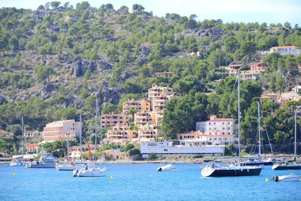 Mallorca Soller Beach Port Ships Boats Spain — Stock Photo, Image