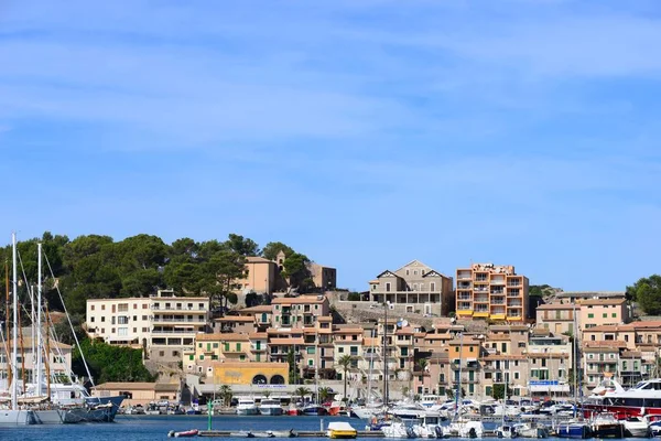 Mallorca Soller Strand Hafen Schiffe Boote Spanien — Stockfoto