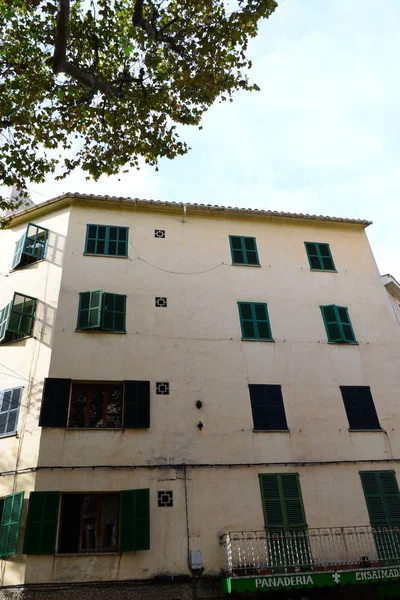 House Facades Mallorca Soller Beach Spain — стоковое фото