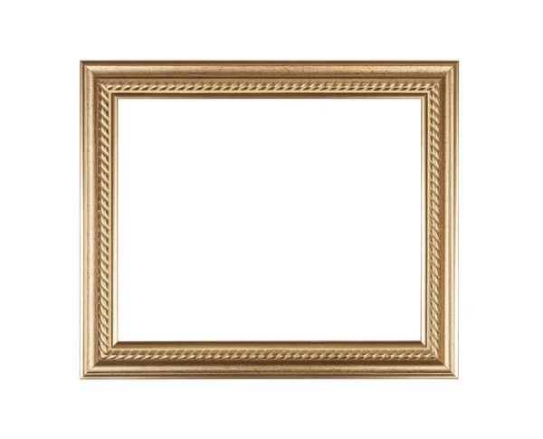 Leeg Gouden Frame Witte Achtergrond — Stockfoto