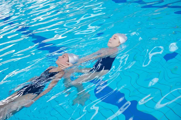 Ação Ajuda Resgate Escola Natação Piscina — Fotografia de Stock