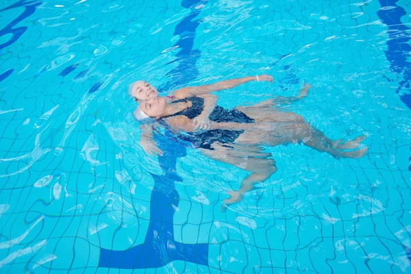 Ação Ajuda Resgate Escola Natação Piscina — Fotografia de Stock